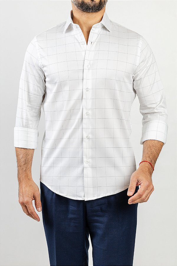 Camisa Arm Collar Window Pane Oliva