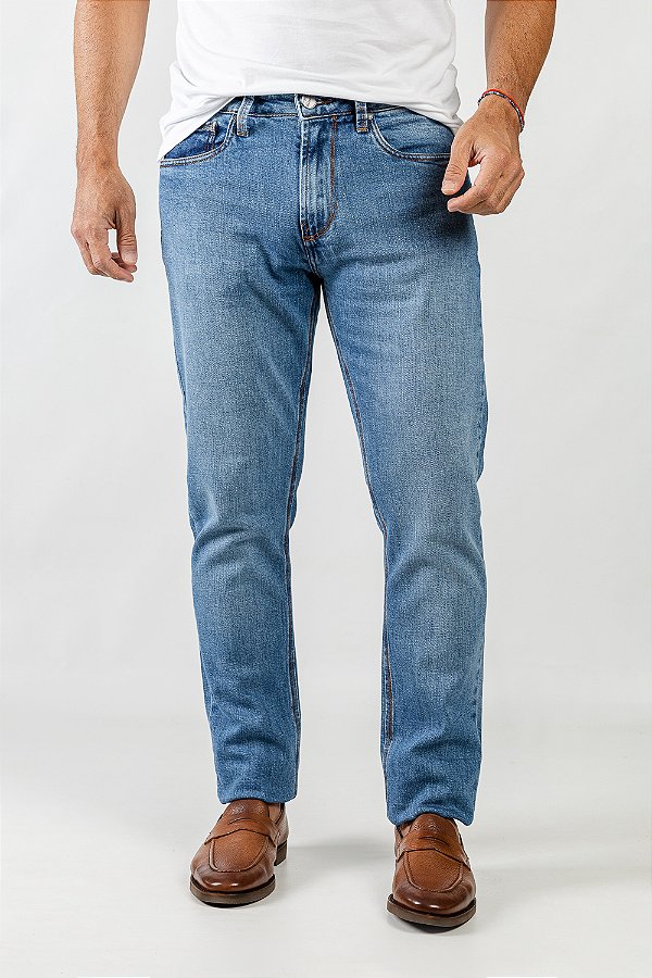 Calca Jeans Slim Lavagem Clara