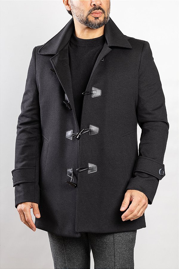 Casaco de Malha Duffle Preto