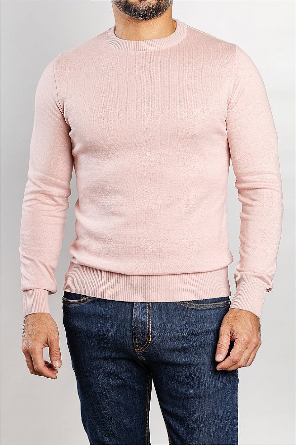 Tricot Gola Redonda Rosa Claro
