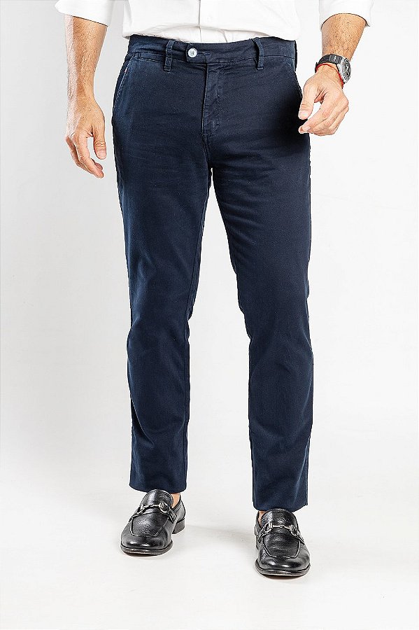 Calça de Sarja Spin Slim Marinho