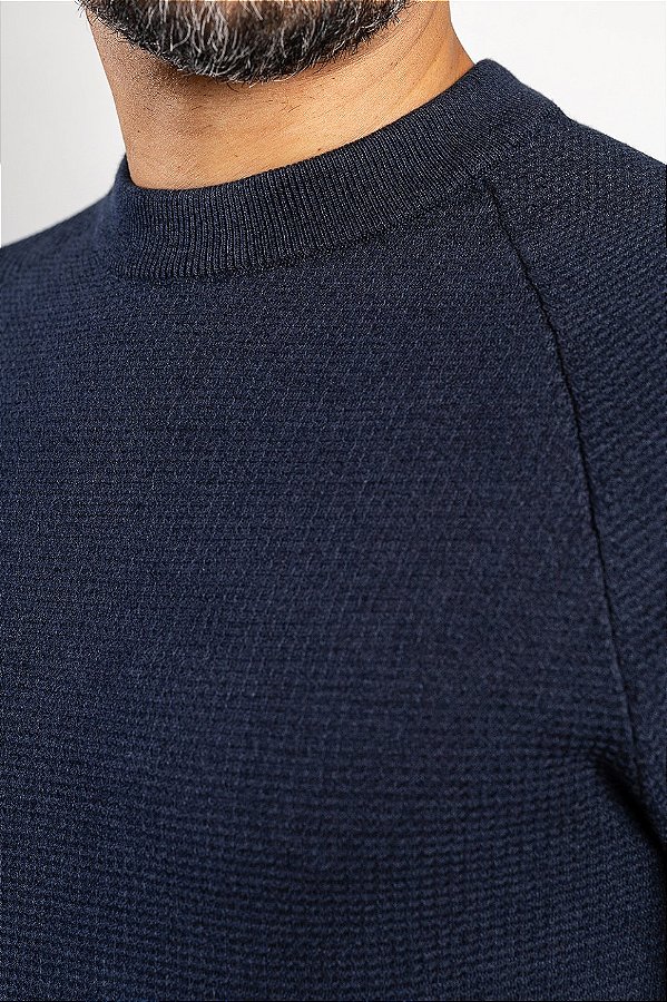 Tricot Texturizado Gola Mid Marinho
