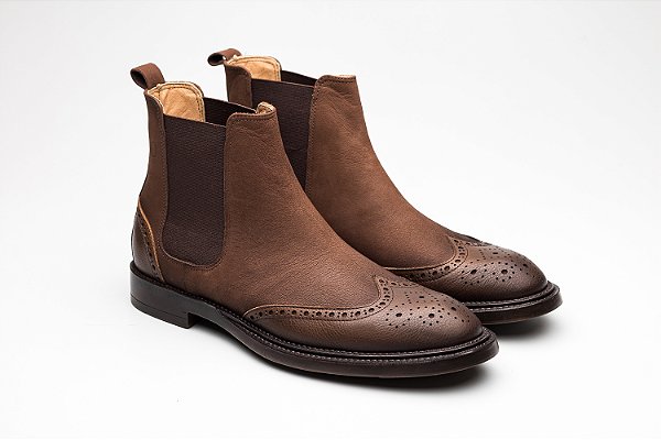 Bota Chelsea Brogue Café