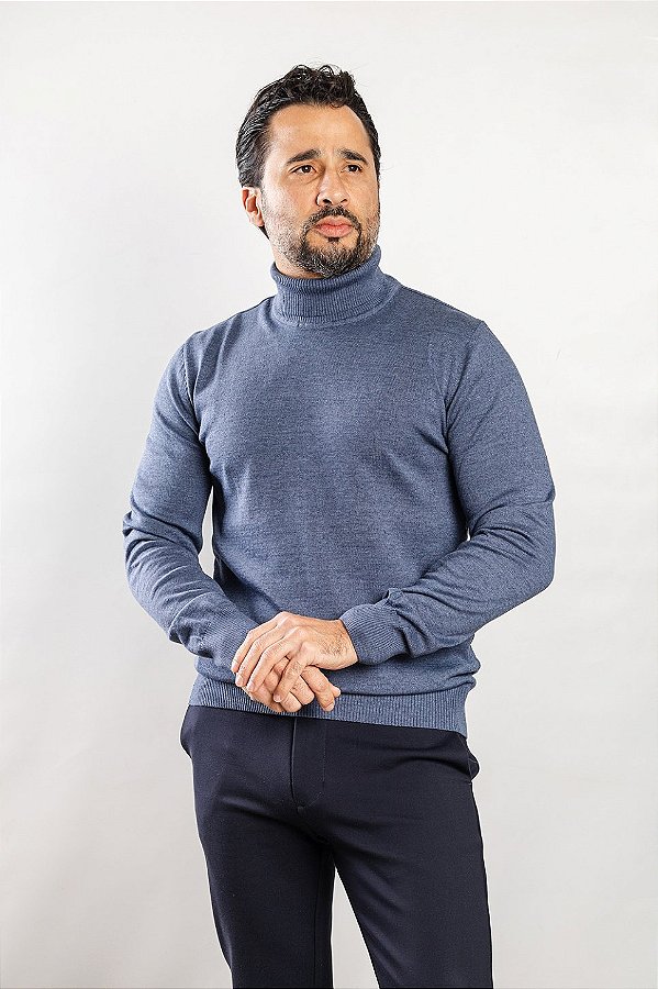 Tricot Gola Role Azul Jeans