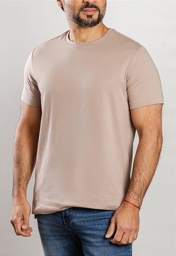 Camiseta Arm Design Manga Curta Bege