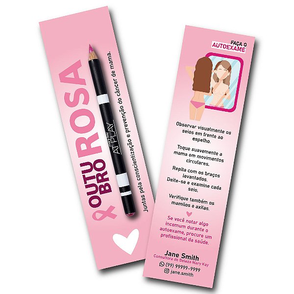 Cartão Lapis/Batom - Outubro Rosa