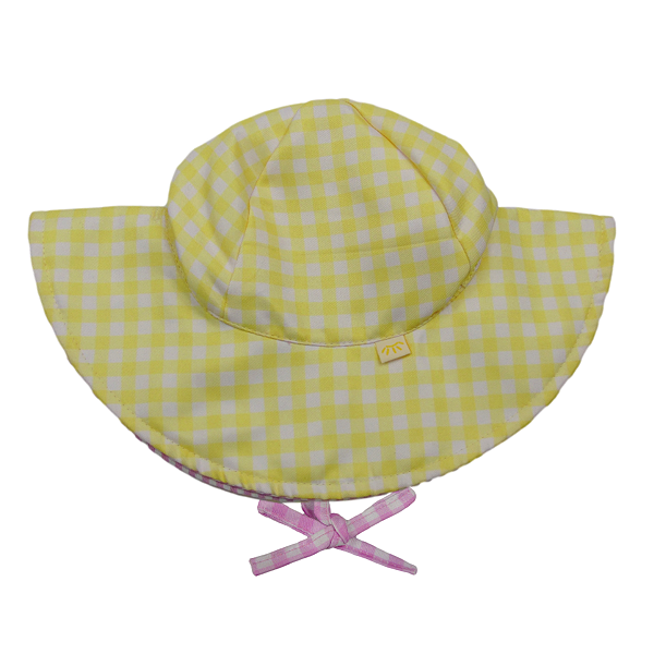 Chapéu Dupla Face Vichy Amarelo l Vichy Rosa FPU 50+