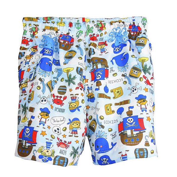 Short com Fralda Embutida Reutilizável Pirata Multicolorido