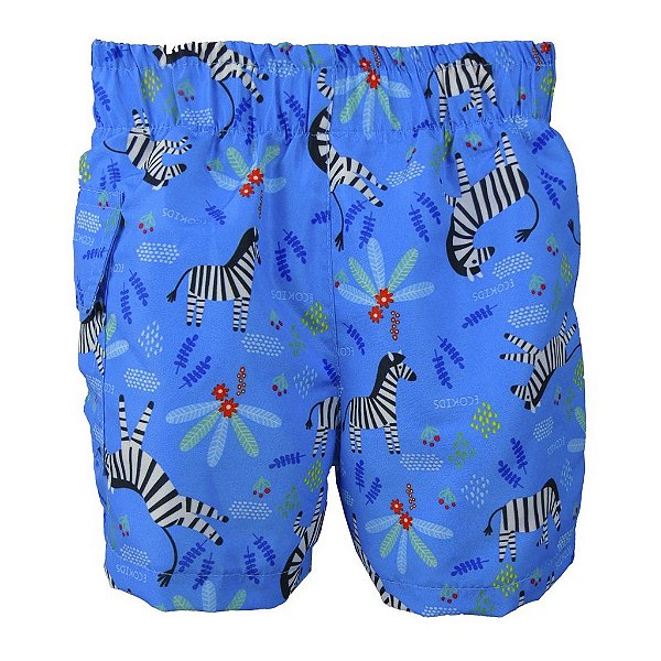 Short com Fralda Embutida Reutilizável Zebra Azul