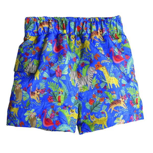 Short com Fralda Embutida Reutilizável Savana Multicolorido