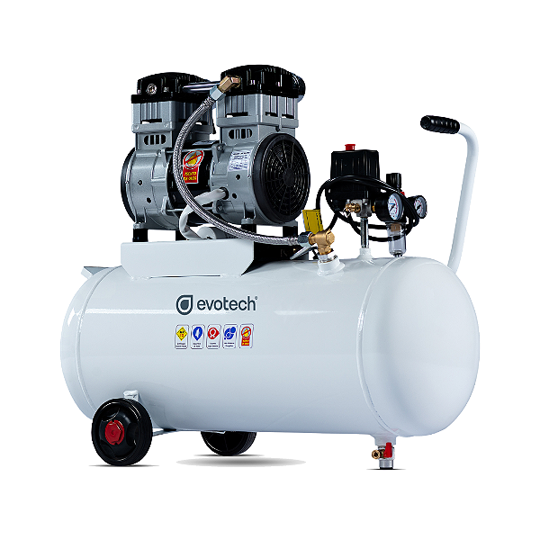 Compressor Odontológico Evotech Horizontal 50 Litros - 2 HP - 12 PCM - p/ até 2 consultórios