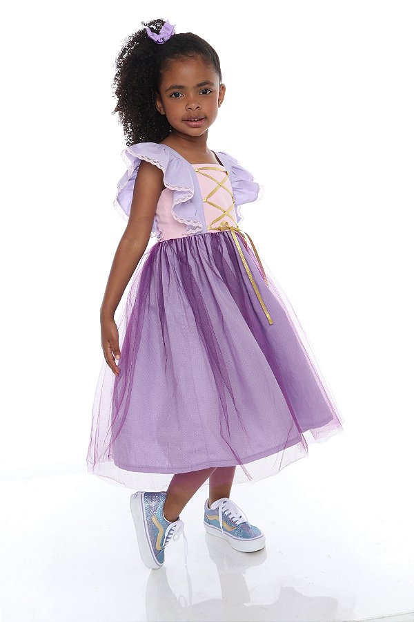 Vestido Fantasia Infantil - Princesa Rapunzel Enrolados