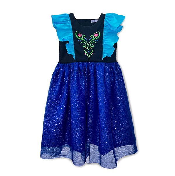 Vestido Infantil Frozen Anna Glitter Artesanal | Delicadeza e Conforto - Baby Fashion & Fun