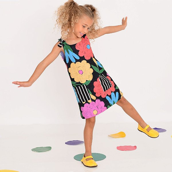 Vestido infantil dupla face - Floral