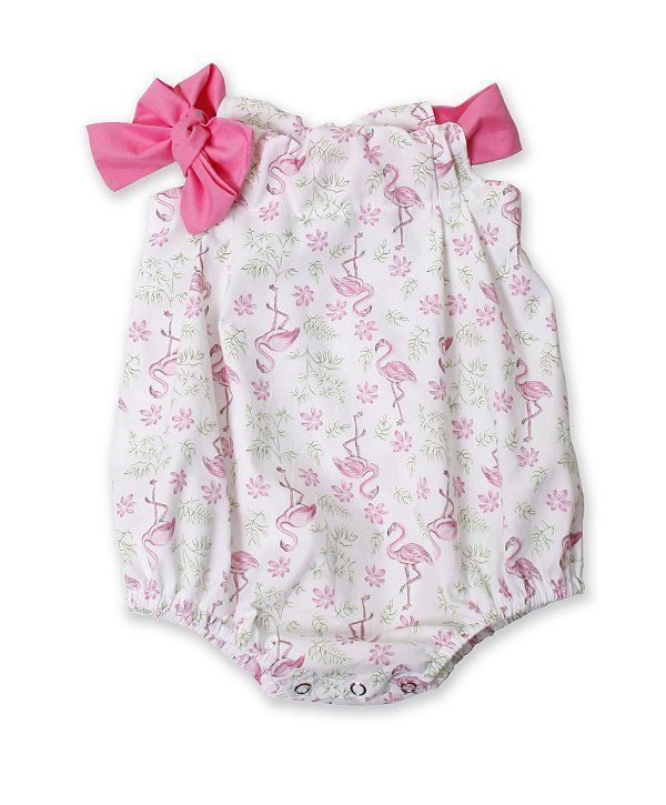 Macaquinho Romper Infantil menina estampado - Flamingo