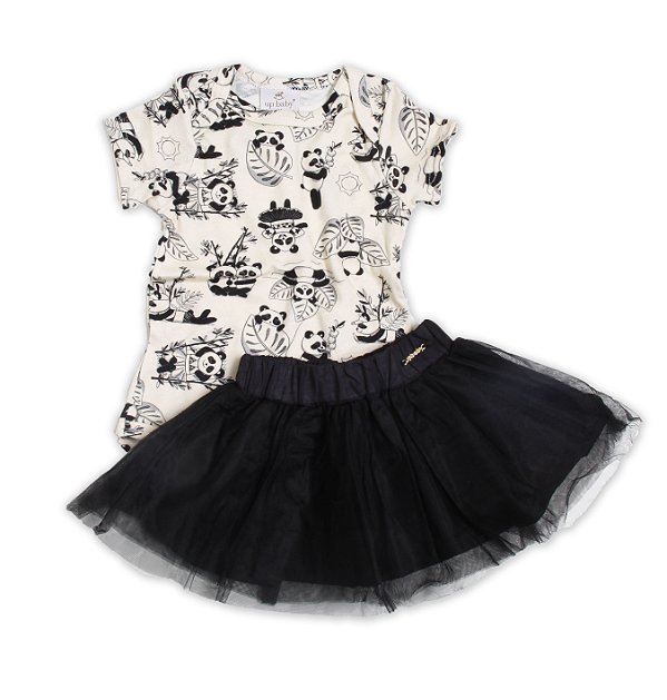 Conjunto Infantil Menina Body + saia tutu | Panda