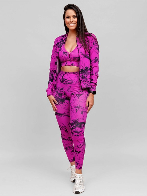Conjunto Fitness 3 Peças Legging, Top e Casaco Bomber - Krison
