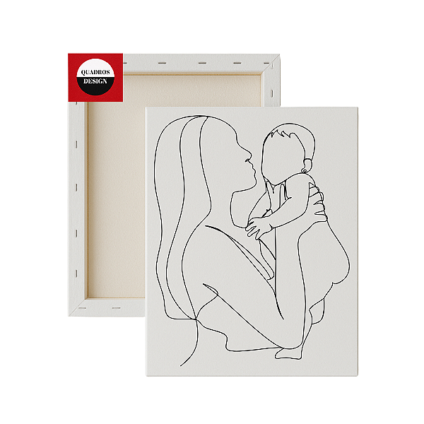 Tela para Pintura Infantil - Mãe com bebê no colo