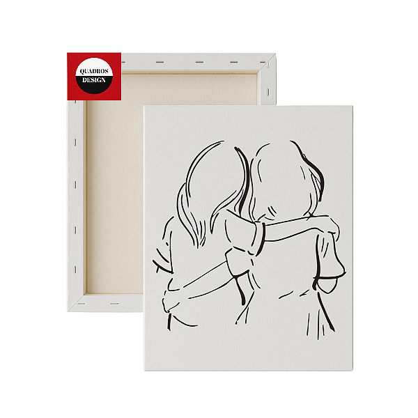 Tela para Pintura Infantil - Abraço de Mãe e Filha de Costas