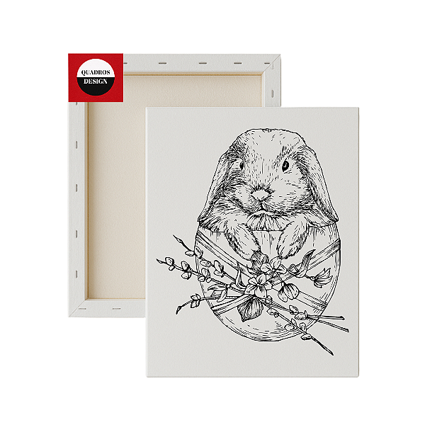 Tela para Pintura Infantil - Coelhinho no Ovo com Flores