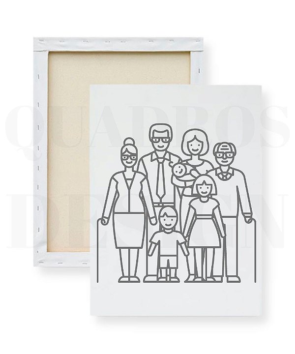Tela para Pintura Infantil - Família com Avós