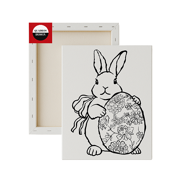 Tela para Pintura Infantil - Coelhinho Guardião do Ovo Floral