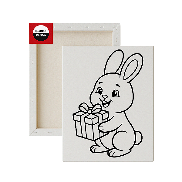 Tela para pintura infantil - Coelhinho da Páscoa com Presente