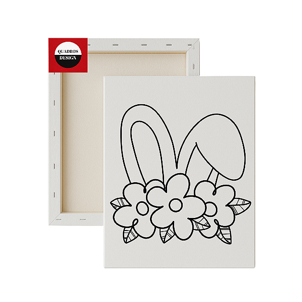 Tela para pintura infantil - Orelhinhas de Coelho com Flores