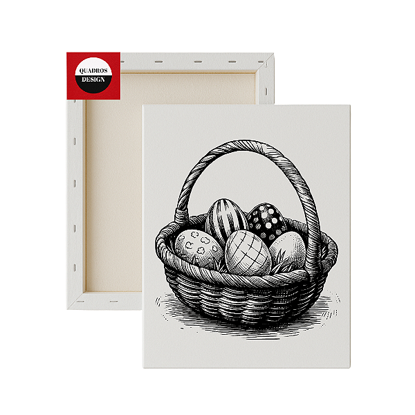Tela para Pintura Infantil - Cestinha com Ovos de Páscoa