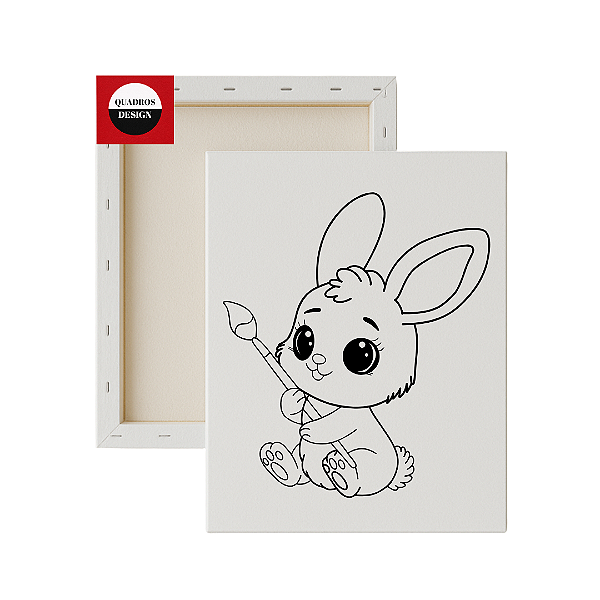 Tela para pintura infantil - Coelhinho Artista de Páscoa
