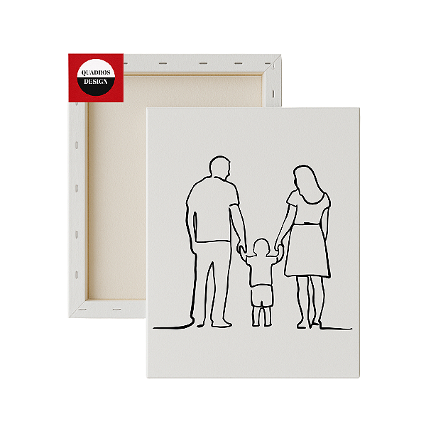 Tela para pintura infantil - Família Unida de Mãos Dadas