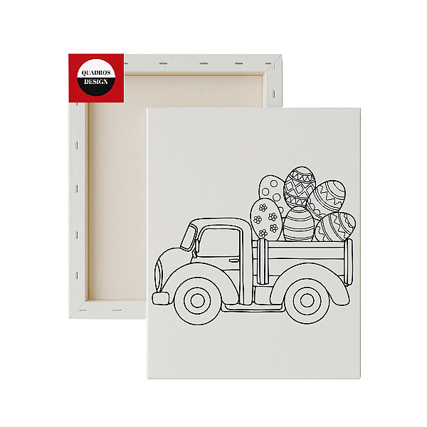 Tela para pintura infantil - Caminhonete de Ovos de Páscoa