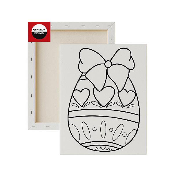 Tela para pintura infantil - Ovo de Páscoa com Laço e Corações