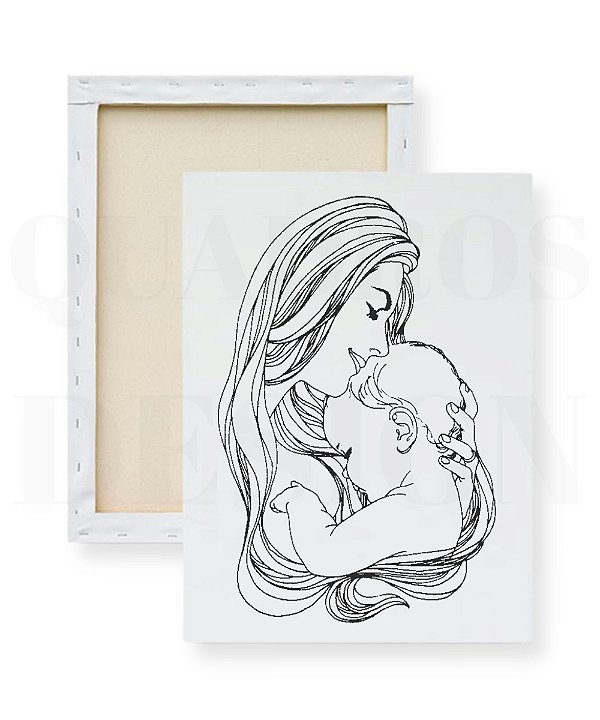 Tela Infantil para Pintar - Amor de Mãe