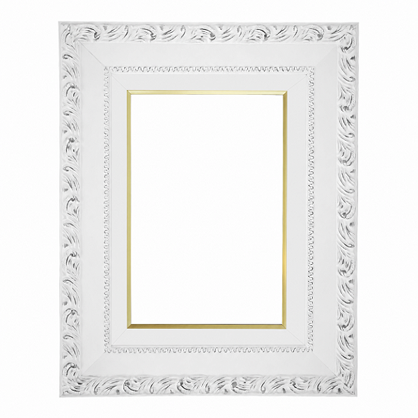 Moldura Branca Provençal para Quadros e Telas 0907 - Linha Clássica