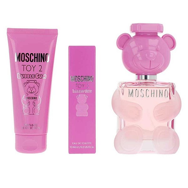 KIT MOSCHINO TOY 2 BUBBLE GUM EDT FEMININO 100 ML + LOCAÇÃO CORPORAL 100ML + TOY 2 BUBBLE GUM 10ml