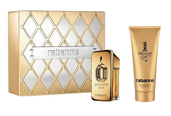 KIT RABANNE MILLION GOLD FEMININO EAU DE PARFUM 50ML + GEL DE BANHO 100ML