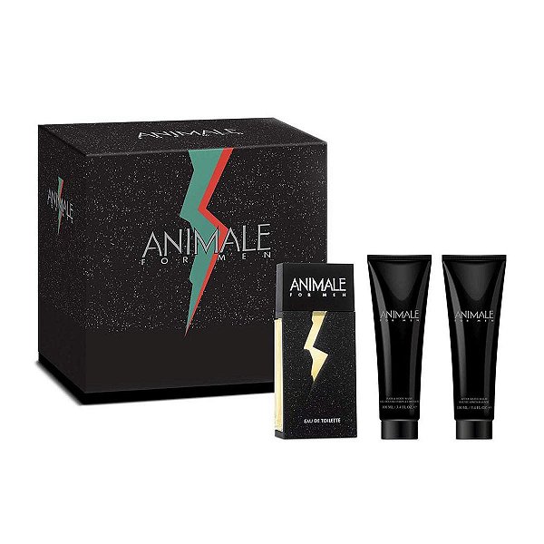 KIT ANIMALE FOR MEN 100ML + PÓS BARBA 100ML + GEL DE BANHO 100ML