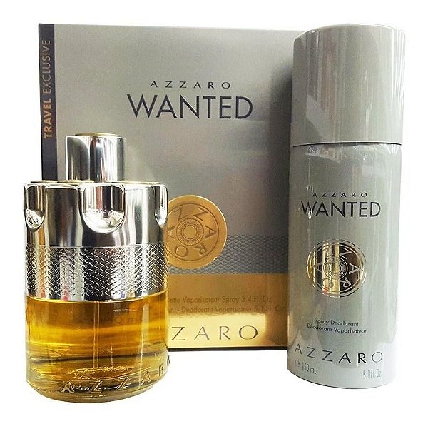 AZZARO	KIT PERFUME  WANTED 100ML + DESODORANTE 150ML MASCULINO EAU DE TOILETTE