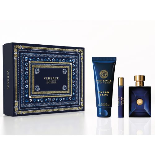 VERSACE KIT DYLAN BLUE 100ML + 10ML + SWOWER 150ML MASCULINO EAU DE PARFUM