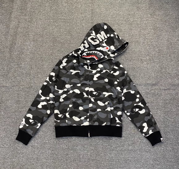 Blusa Moletom Bape Shark Camo Black White Express