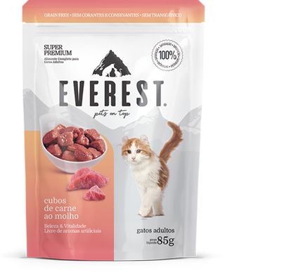 Ração Úmida Everest Cubos de Carne ao Molho para Gatos 85g