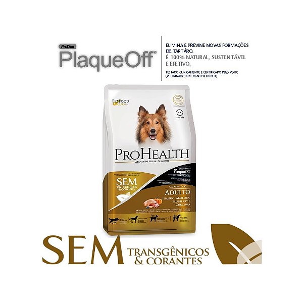 RAÇÃO SUPER PREMIUM PROHEALTH RAÇAS MÉDIAS ADULTO