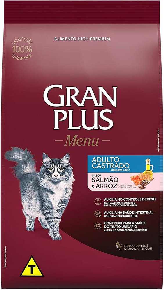 Granplus Ração Para Gatos Castrados Salmao e Arroz