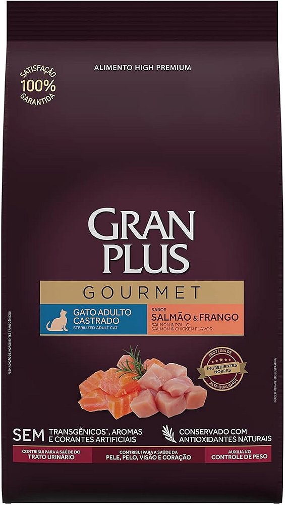 GranPlus Ração Para Gatos Castrados Gourmet Salmão E Frango
