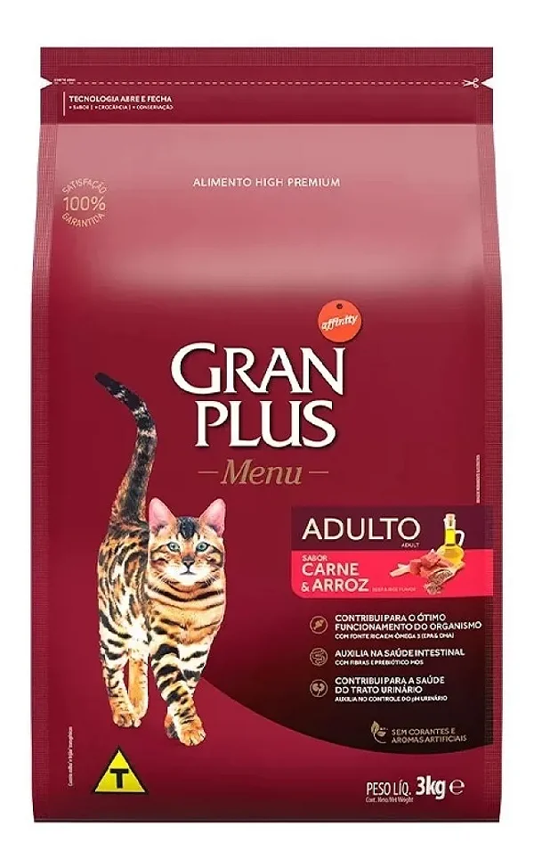 Ração Gatos Adultos Carne E Arroz Menu 3kg