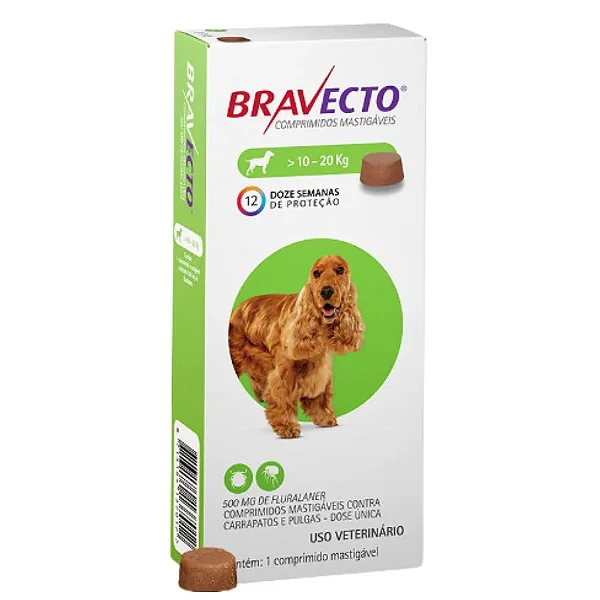 Antipulgas Bravecto 500mg Para Cães De 10 A 20kg