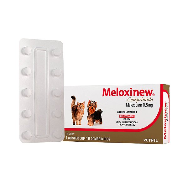 Anti-inflamatório Meloxinew 0,5mg 10 Comprimidos Vetnil para Cães e Gatos