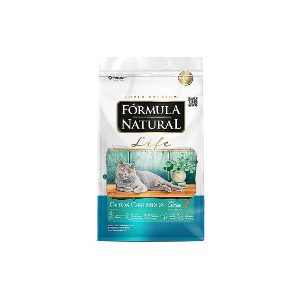 Ração Fórmula Natural Life para Gatos Adultos Castrados Sabor Salmão 1kg