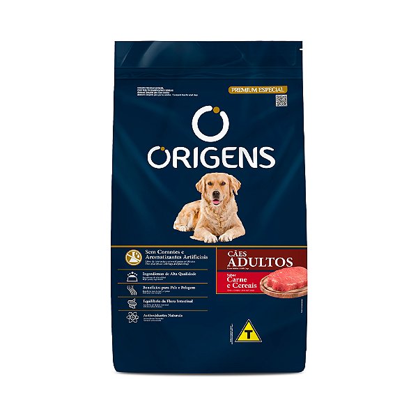Ração Origens para Cães Adultos Sabor Carne e Cereais 3kg